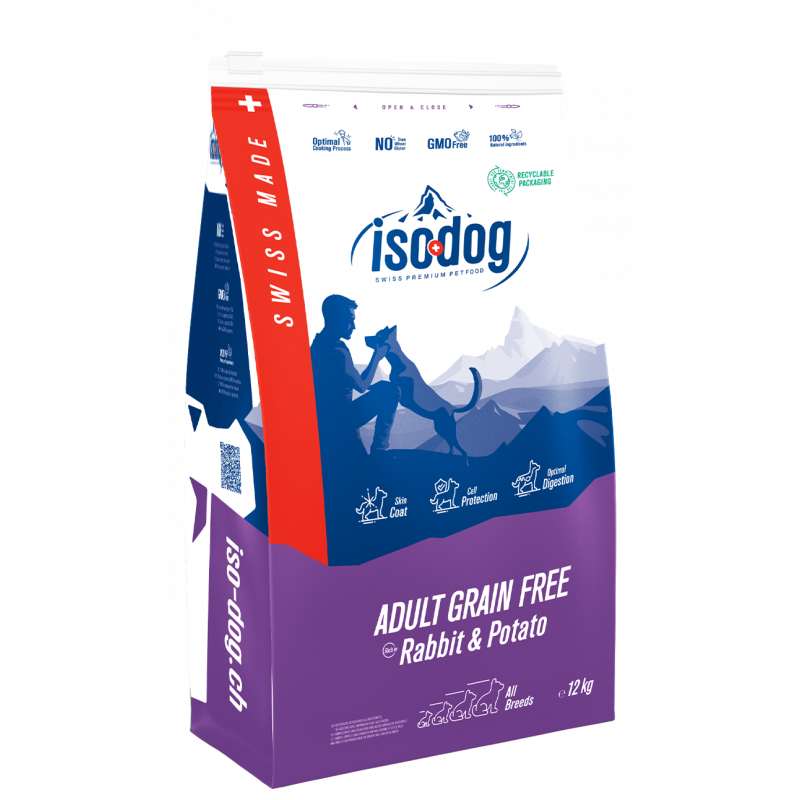 Iso-dog - ADULT GRAIN FREE Medium / Large Rabbit & Potato - Pack de 2X12 KG