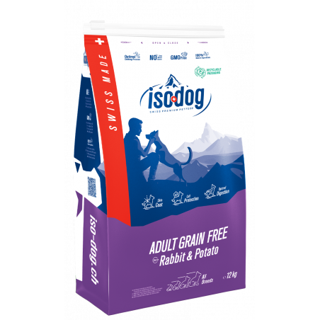 Iso-dog - ADULT GRAIN FREE Medium / Large Rabbit & Potato - Pack de 2X12 KG