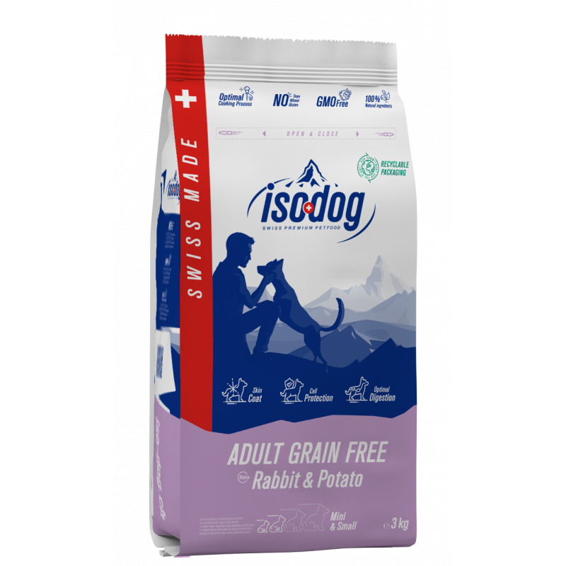 Iso-dog - ADULT Mini GRAIN FREE Rabbit & Potato - Pack de 2X3 KG