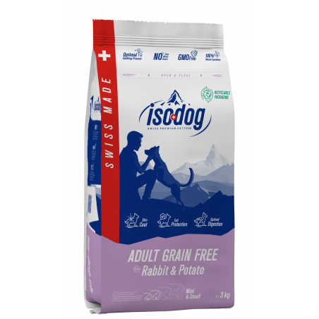 Iso-dog - ADULT Mini GRAIN FREE Rabbit & Potato - Pack de 2X3 KG