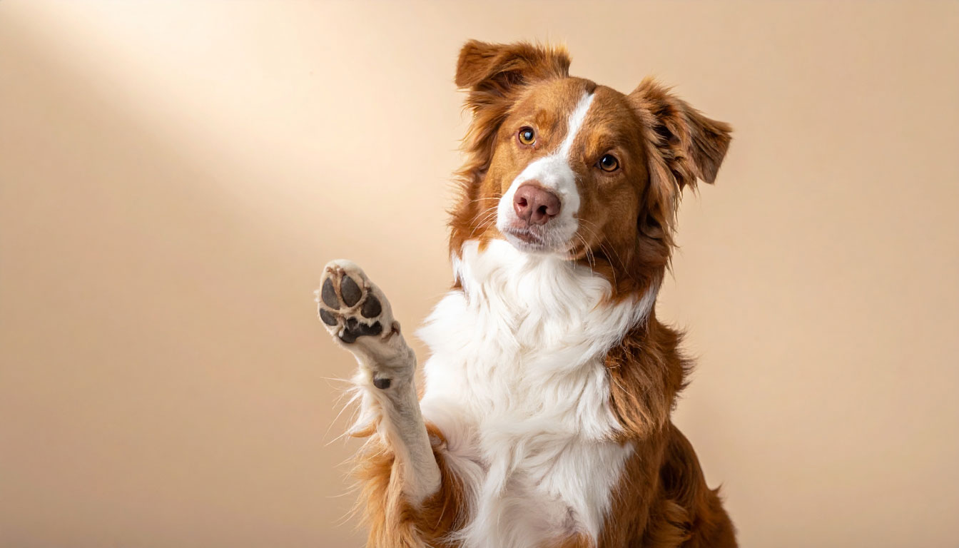 Chien levant la patte montrant un signe d’inconfort lié à une allergie alimentaire